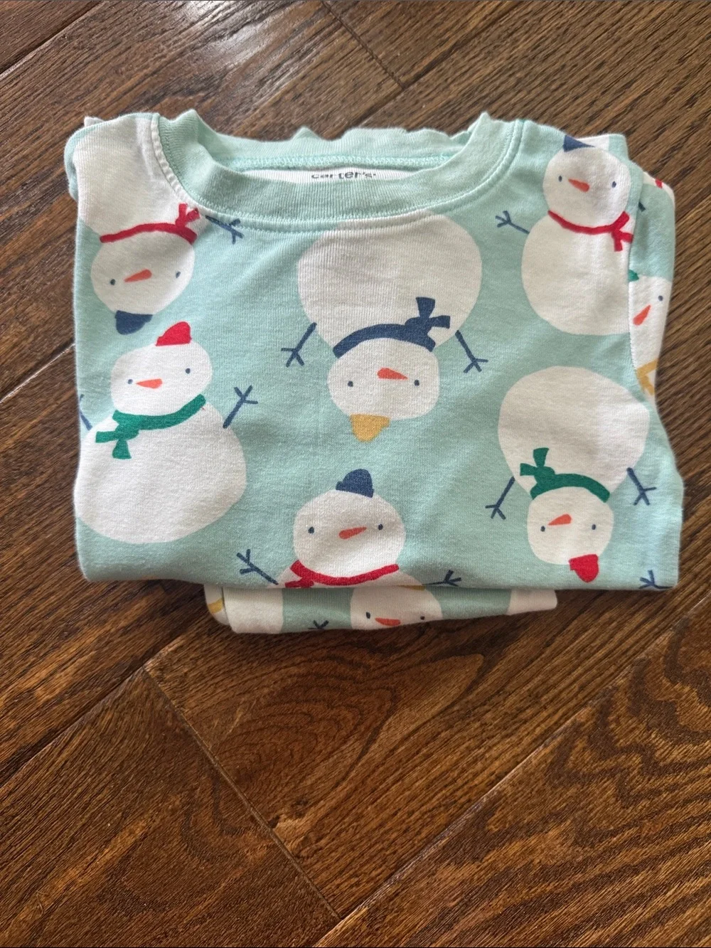FAM JAMS- Light Aqua Snowman Print Pajamas size 5, size 6, adult L & adult X